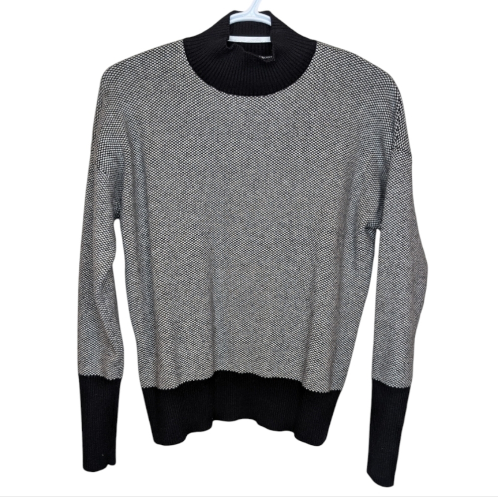 Rachel Zoe Turtleneck Sweater in Black and Gray with Classic Fit - Picture 1 of 9